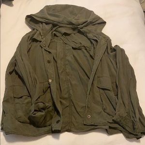 Free People Military Jacket with Detachable Hood